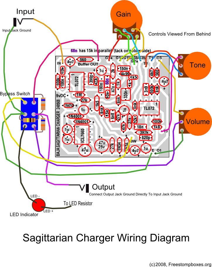 Klon Centaur type clone wiring diagram